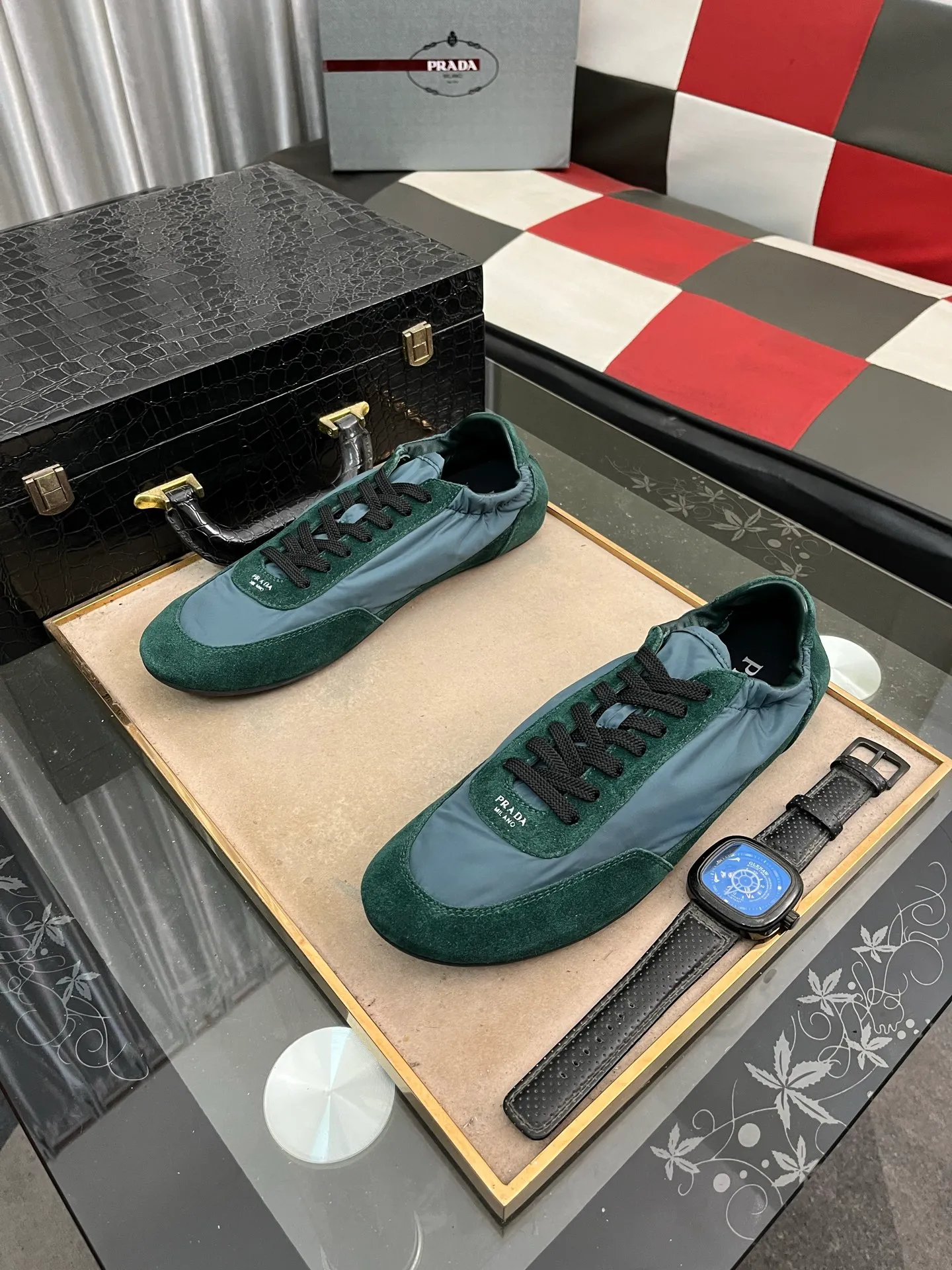 Men's shoes 💰500⌚️⌚️【PRADA】Prada - high-end quality original order 🔍🔍🔍 casual sports shoes - Upper: 🔝Nappa calfskin, brand high mercerized canvas, shoe body brand metal fasteners, tongue silk screen brand logo - Lining: water-dyed cowhide - Outsole: ultra-light TPU foam; molded outsole -Ultra-high quality control and fine workmanship: outstanding (high-end, extravagance, class) -Size: 38-446️⃣colors available